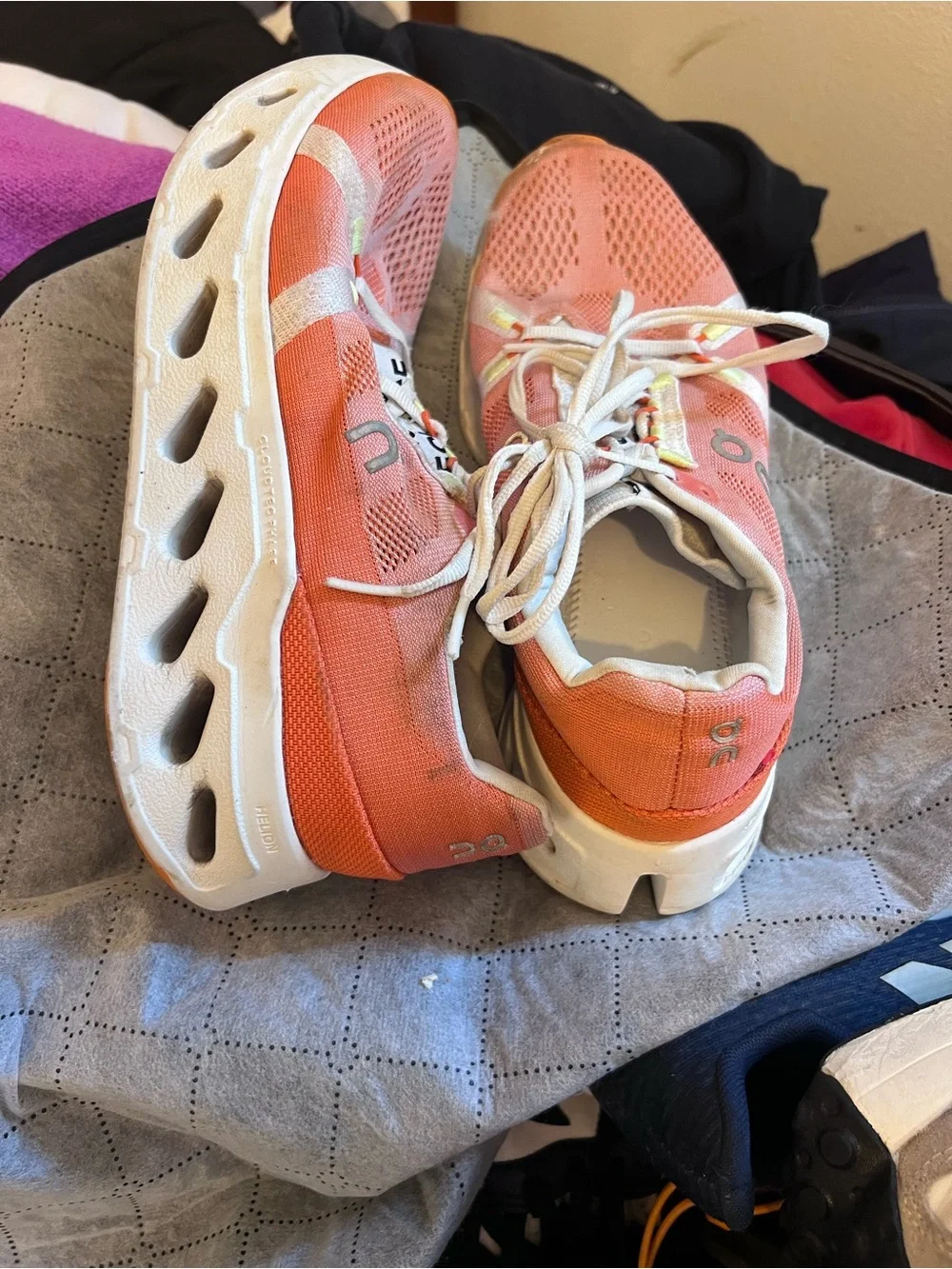 On Running Coral Orange Mesh Running Shoes